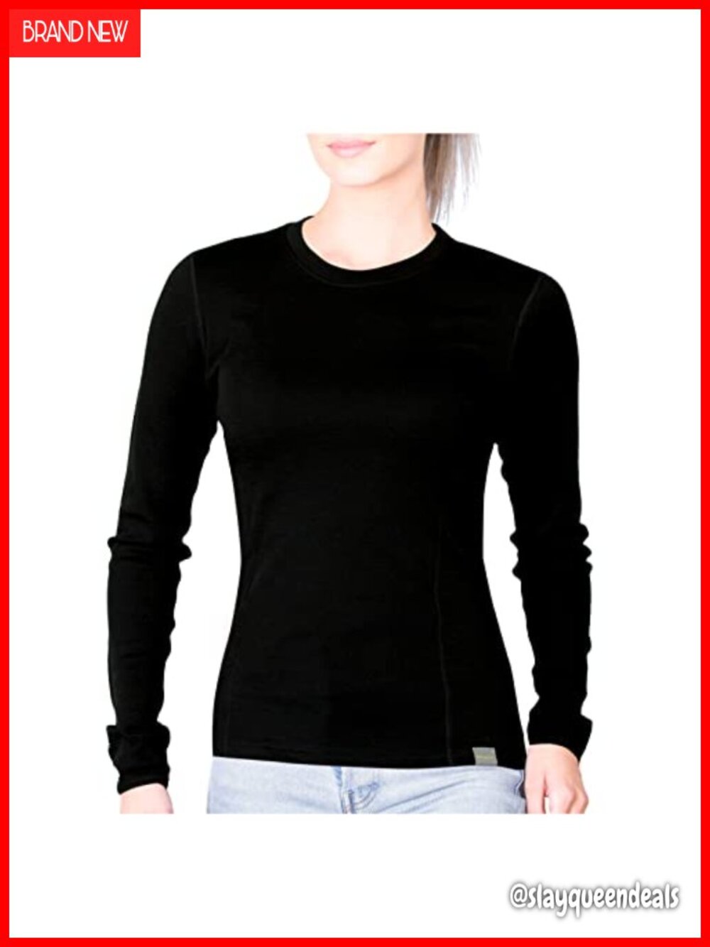 100% Merino Wool Midweight Long Sleeve Thermal Base Layer Top